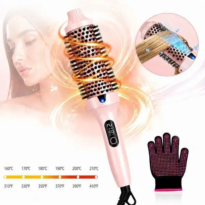 Brosse Chauffante Ionique Lissage et Boucles Volume Brosse Brushing Professionnelle 6 Températures Écran LED Revêtement Céramique