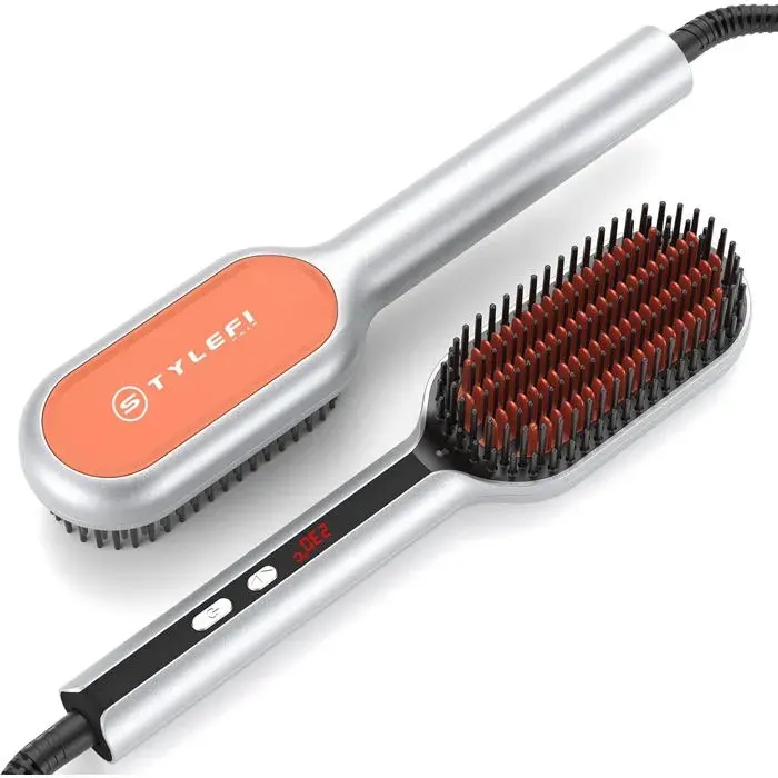 Brosse Chauffante Lissante Brosse Chauffante MCH Brosse Lissante Cheveux Crepus 120-230 ℃ Hair Straightener Brush Anti Brûlure