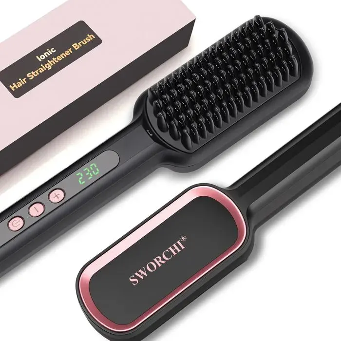 Brosse Chauffante Lissante Pour CheveuxBrosse À LisserFer À Lisser Portable Pour Coiffage Quotidien