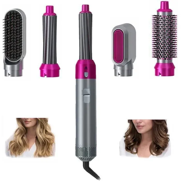 Brosse Chauffante Soufflante Rotative Boucleur Cheveux Mise à niveau 5 en 1 Brosse Coiffante Amovible Sèche Cheveuxpour lisser