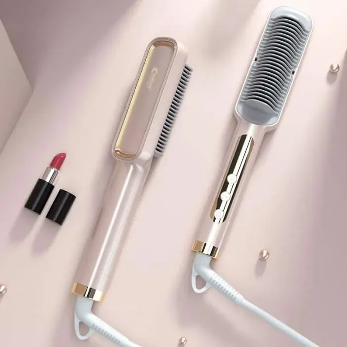 Brosse Cheveux Chauffante OEMG Brosse Lissant Lisseur Peigne Cheveux Temprature Rglable 80-230C - Or Or Or LISSEUR