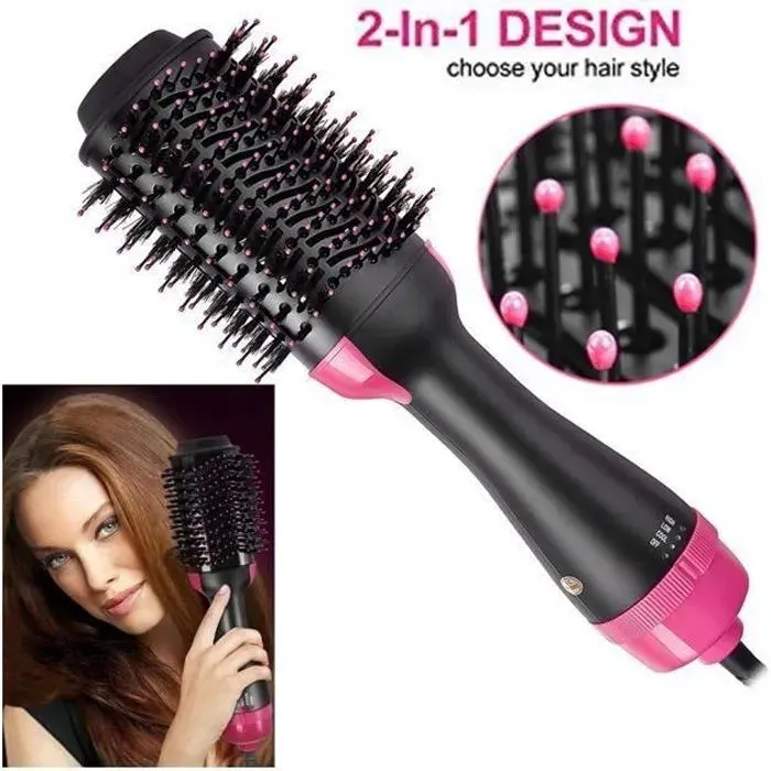 Brosse Cheveux Rotative Ionique Soufflante Salon Air Chaud Paddle Brosse à cheveux Générateur dions négatifs à lisser