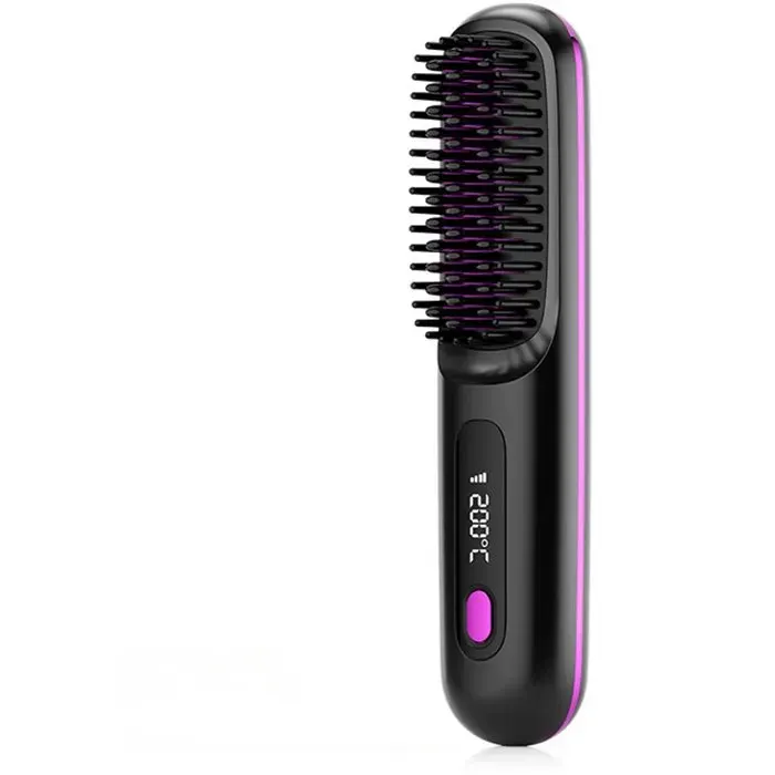 Brosse coiffage sans fil - 1 pièce Électrique chauffante lissante brushing sèche-cheveux rechargeable boucle - Type bro Étiquette