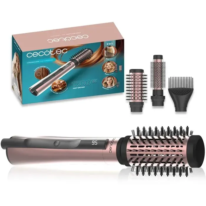 Brosse coiffante - CECOTEC - CeramicCare 3in1 AirBrush - Revêtement céramique - 1200 W