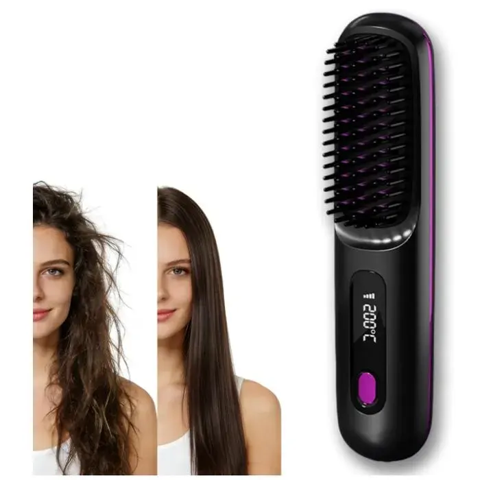 Brosse Coiffante Cheveux Courts Version Améliorée 2026 Lissante Rechargeable Portable Un Volume Coiffe en 2 Minutes(Noir)