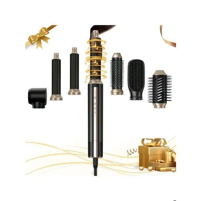 Brosse de sèche-cheveux 6 en1 curling iron straight hair comb suitable for all hair types