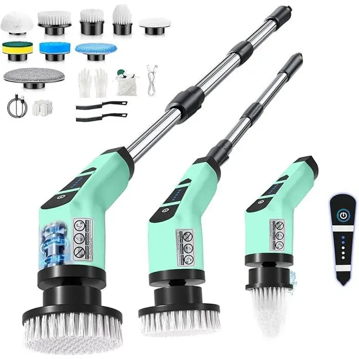 Brosse Electrique Nettoyage Rotative avec 9 têtesRechargeable Brosse de Nettoyage éLectrique2 Vitesses de Rotation et ve RACLETTE