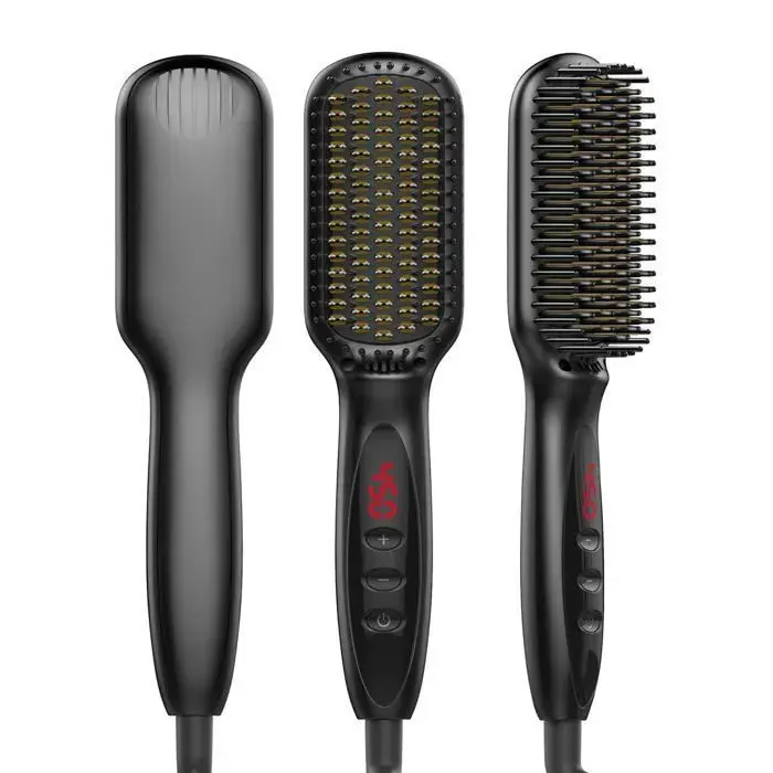 Brosse Lissante 2 en 1 Peigne Chauffant 120-230°C Chauffage Rapide LCD pour Cheveux Fins/Épais ENEVAOCT