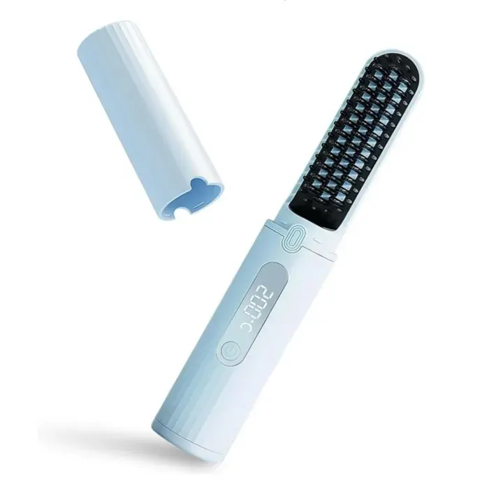 Brosse lissante 4500mah 40w mini - TepidBee - lisseur sans fil portable avec ions négatifs qui nabîment pas les cheveux chauffage — coloris Bleue
