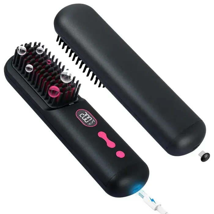 Brosse lissante 9600mah brosse lissante chauffante portable pour voyage - Gossfen - mini brosse lissante sans fil à ions négatifs