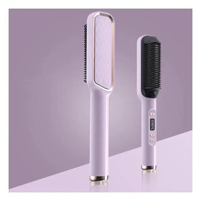 Brosse lissante à chauffage rapide écran LCD température réglable de 80 à 230 °C peigne lissant à ions négatifs