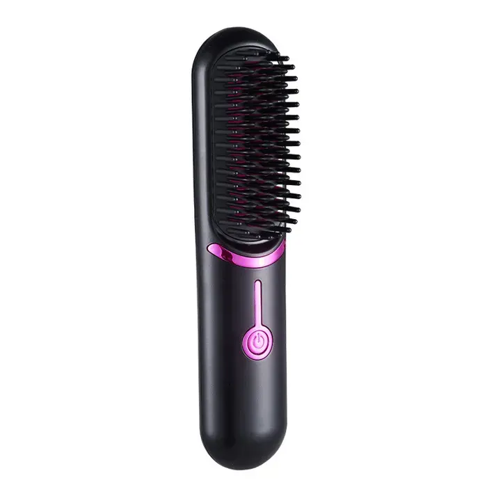 Brosse lissante à ions négatifs facile à transporter sans fil pour le soin des cheveux (noire)
