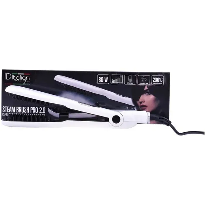 Brosse lissante à vapeur - Italian Design - Steam Brush Pro 2.0 - Écran numérique - Noir - Soin professionnel