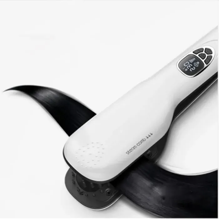 Brosse lissante à vapeur - OFELI - Blanc - 10 températures - Fonctionnement sans fil - Autonomie 60 min