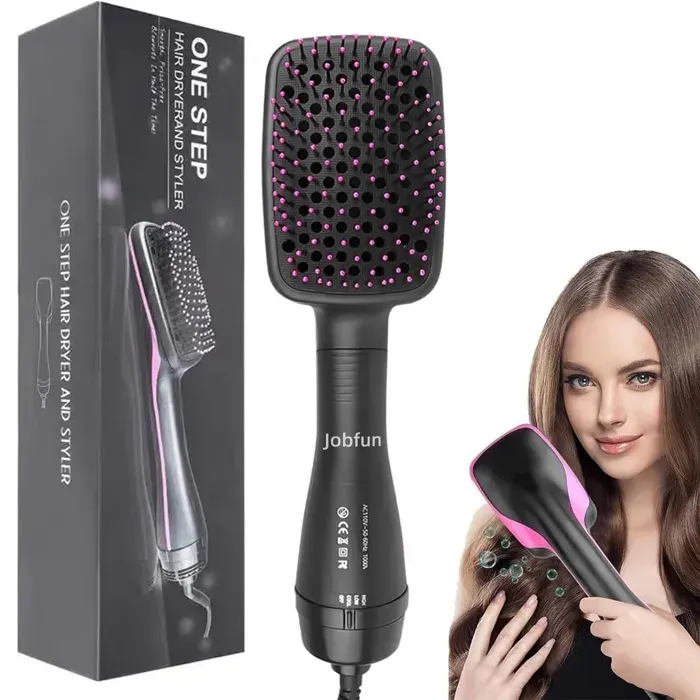 Brosse lissante chauffante 1200w 2 en 1 - Jobfun - sèche cheveux lissant brosse soufflante peigne à air Utilisation à sec et humide
