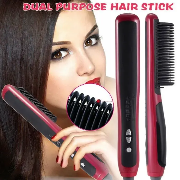Brosse Lissante Chauffante Brosse de Chauffage électrique en Céramique Affichage LED+Peigne à Cheveux de la Température Réglable