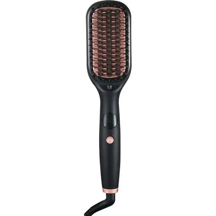 Brosse Lissante Chauffante Cheveux 20s Ionique LED - Peigne Femme Noir Double Tension