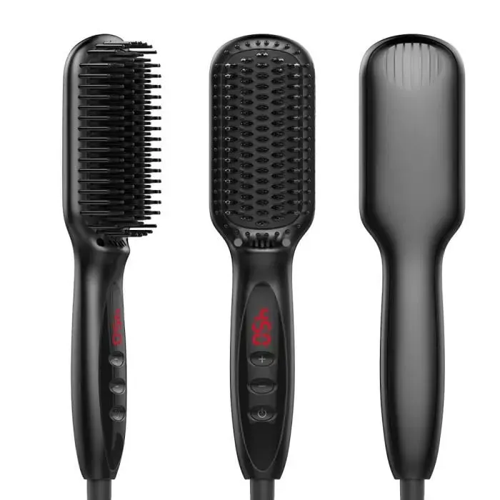 Brosse Lissante Chauffante en Céramique avec Ions Négatifs - SWAREY - 12 Températures - Noir