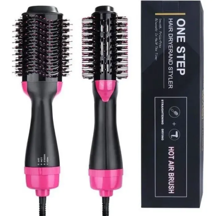 Brosse Lissante Chauffante Ionique sèche-cheveux en une étape 3 en 1 pour salon Ion négatif Lisseur à cheveux et peigne