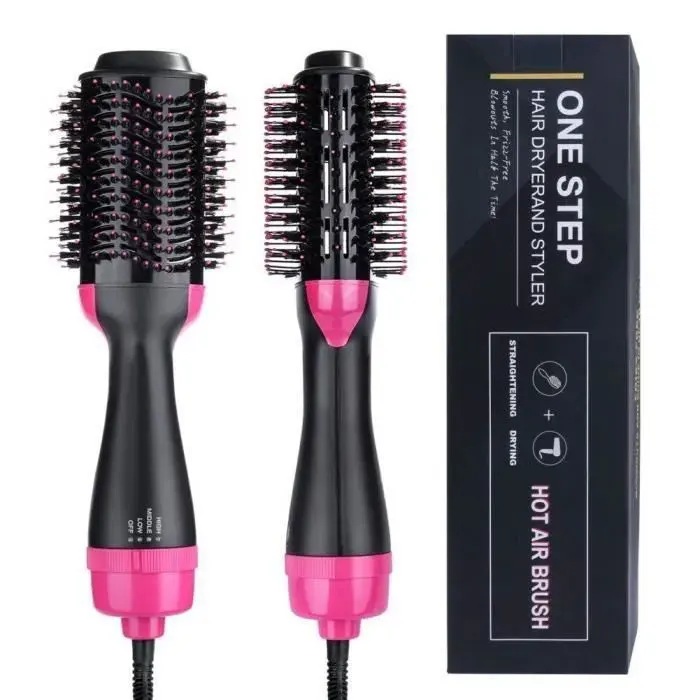 Brosse Lissante Chauffante Ionique sèche-cheveux en une étape 3 en 1 pour salon Ion négatif Lisseur à cheveux et peigne-keeper