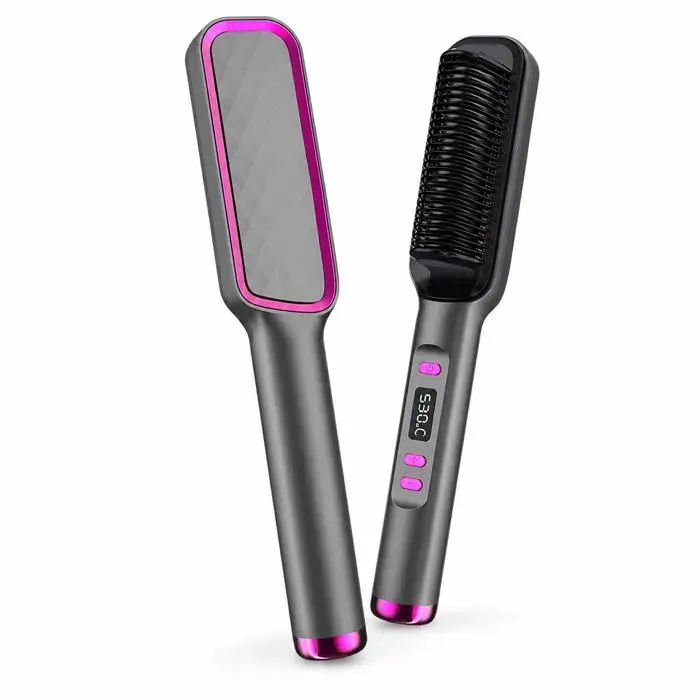 Brosse lissante chauffante XRJ ZF-888 45 W 80 à 230°C 110 à 240 V écran LCD 27 cm gris violet