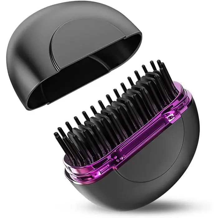 Brosse lissante cheveux - 1 pc - Mini lisseur 3 températures pour coiffure barbe homme - Lisseur Aucunely