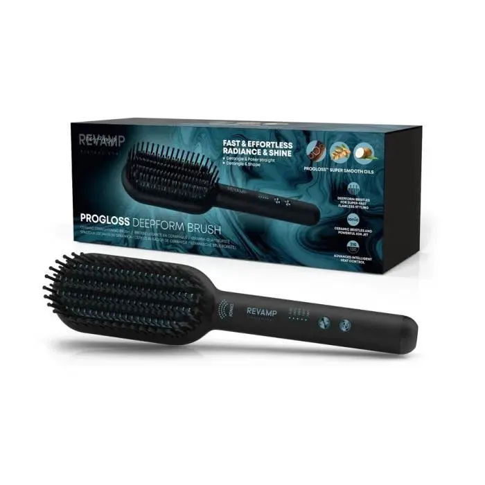 Brosse lissante en céramique - REVAMP PROFESSIONAL - BR-2000 - Céramique - Poils profonds - Garantie 2 ans