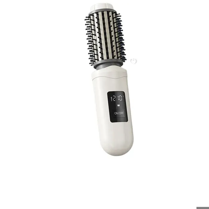 Brosse lissante et boucleuse sans fil portable ionique 2 en 1 peigne chauffant rechargeable anti-frisottisWhite