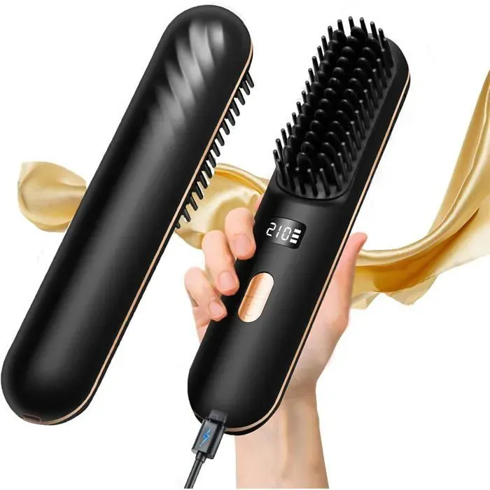 Brosse Lissante Ionique Lisseur Cheveux Avec Peigne Intégré Chauffage Rapide arrêt automatique