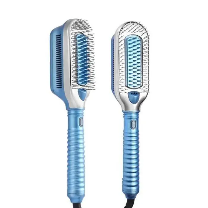 Brosse Lissante Ionique + Peigne à cheveux de la température réglable peigne à glace électrique non chauffant +brosse ionique