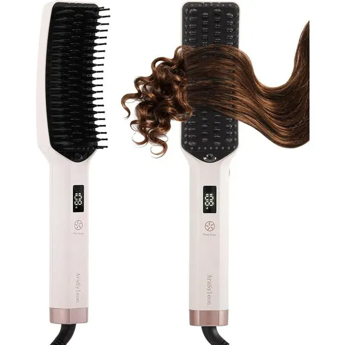 Brosse Lissante Ionique16 Niveaux 80230°CDouble Tension Brosse Lissante Pour Cheveux Longs Avec Picots Denses LISSEUR