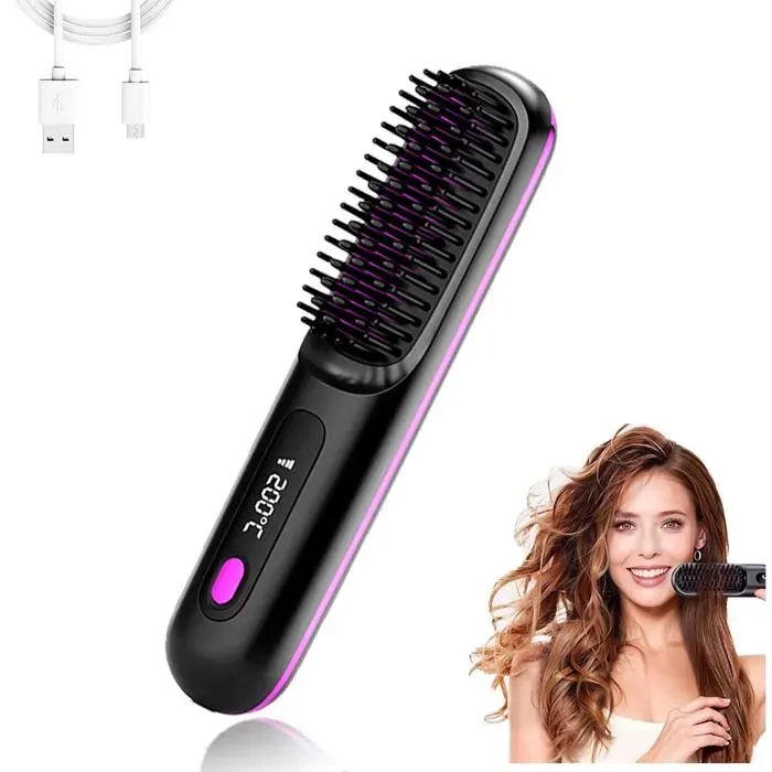Brosse lissante peigne lisseur lisseur sans fil 199 millions danions brosse chauffante pour lisser les cheveux