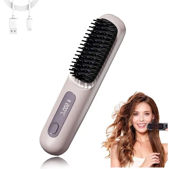 Brosse lissante peigne lisseur lisseur sans fil 199 millions danions brosse chauffante pour lisser les cheveux-Violet