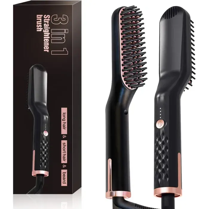 Brosse lissante pour cheveux 3 en 1 3 niveaux de température humide et - TepidBee - sèche lisseur barbe pour hommes et femmes peig