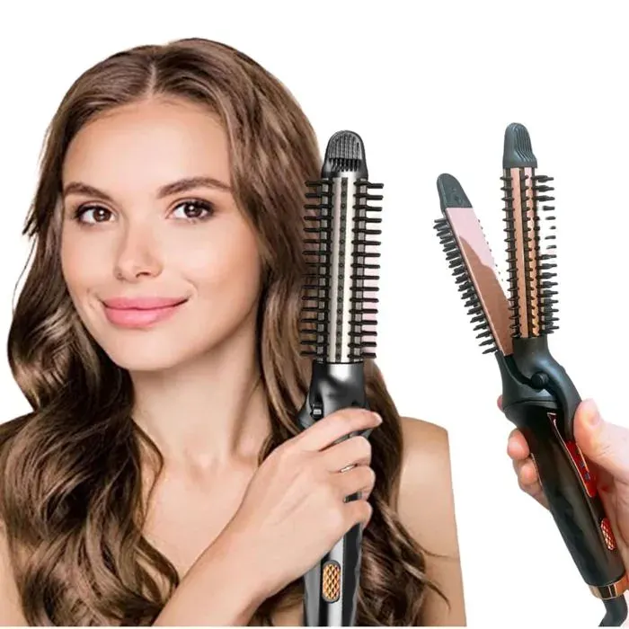 Brosse lissante pour cheveux bouclés et raides chauffage rapide en 30 secondes (noir)
