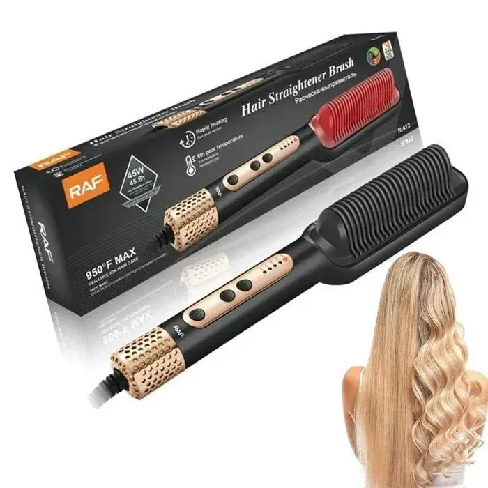 Brosse Lissante pour Cheveux Fers à boucler Fer à Lisser Peigne Chauffant Avec 25s PTC Chauffage Brosse Chauffante