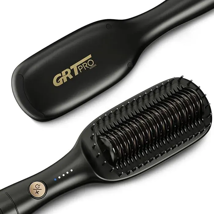 Brosse Lissante Pour Cheveux Pque Large 51mm Lisseur Cheveux 2 En 1 40M Ions Anti Frisottis Contrôle Thermique PTC Céramiqu LISSEUR