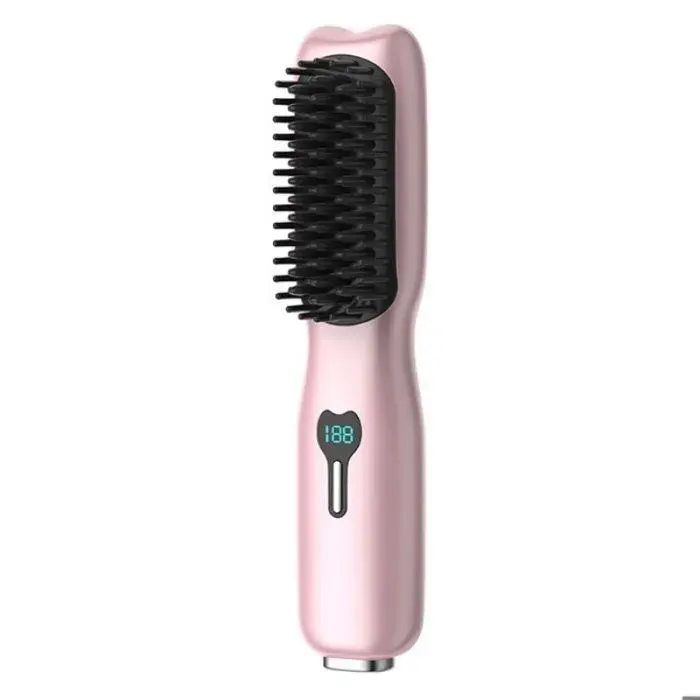 Brosse lissante pour cheveux sans fil 2000mah 10 niveaux réglage 21x4 5x4cm usb conception anti-brûlure pour curling et