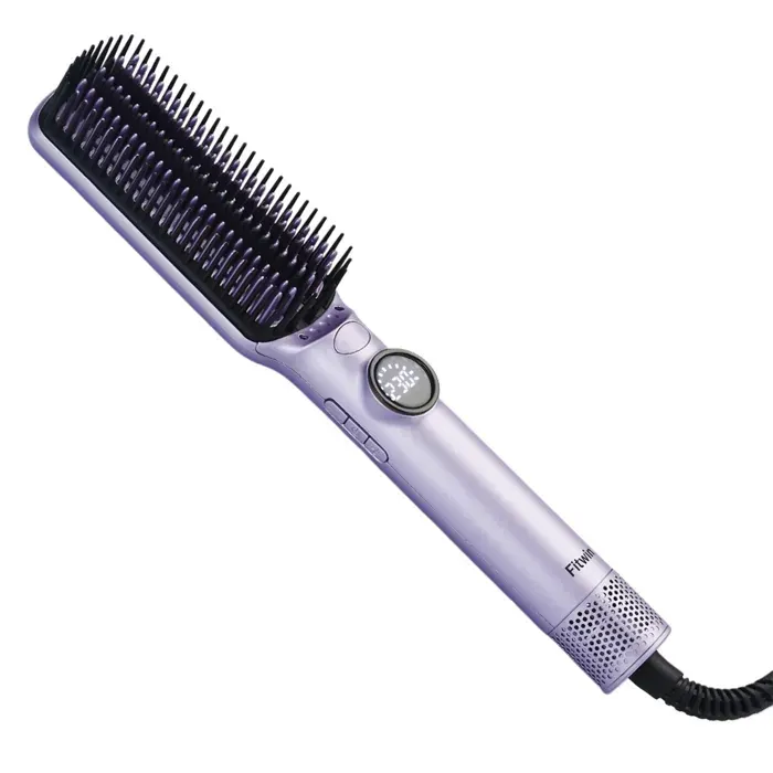 Brosse lissante pour cheveux violet - Fitwin - 60w 4 réglages de température affichage numérique lisseur cheveux brosse soufflan