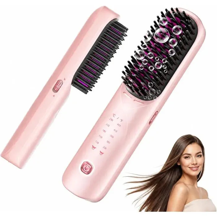 Brosse Lissante Sans Fil 10000 Mah - 3 En 1 Brosse Lissante Pour Cheveux Avec Des Millions DIons Néifs Chauffage Rapide
