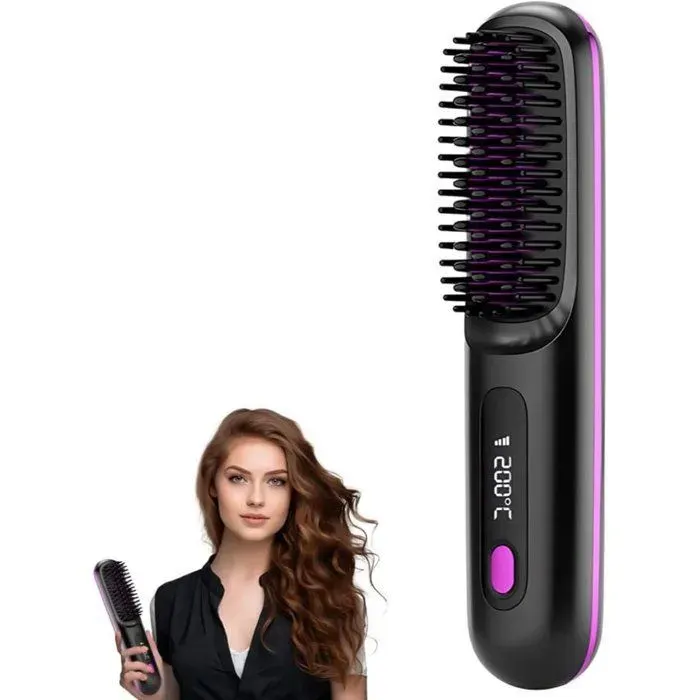 Brosse lissante sans fil-Brosse à cheveux électrique-Brosse lissante portable pour coiffer les cheveux-Avec affichage de Balaena BV