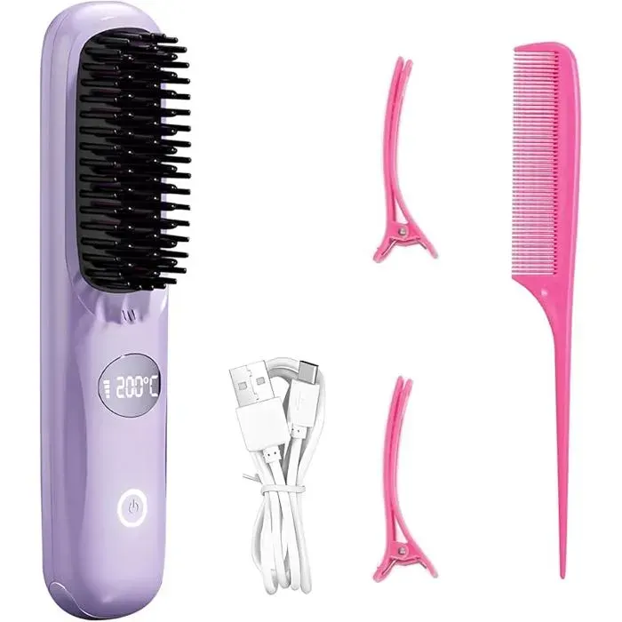 Brosse lissante sans fil brosse lissante portable pour le voyage mini peigne lissant ionique chaud pour femme BROSSE SOUFFLANTE