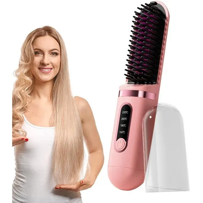 Brosse lissante sans fil - DeliaC - Ionique - Anti-frisottis - Rechargeable USB-C - Chauffage rapide - 4 réglages