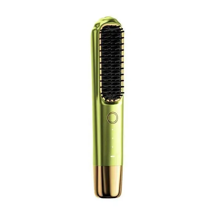 Brosse Lissante Sans Fil - Ionique Rechargeable - 3 Températures - Anti-Brûlure - Portable - Vert
