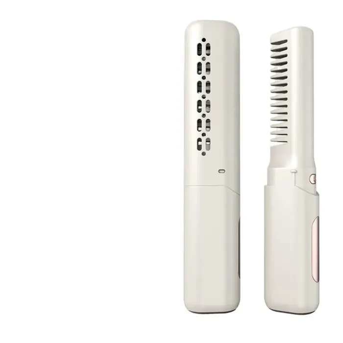 Brosse lissante sans fil mini portable 2-en-1 fer à lisser et boucler 3 niveaux chauffe rapide batterie rechargeablekaki