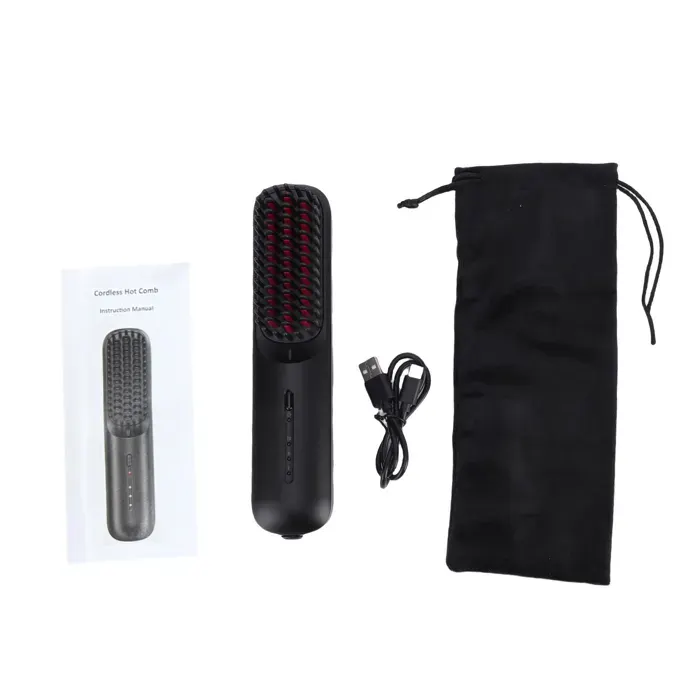 Brosse lissante sans fil – Nosheir – Ions négatifs batterie 6000 mAh chauffe MCH – voyage et coiffure quotidienne – noir