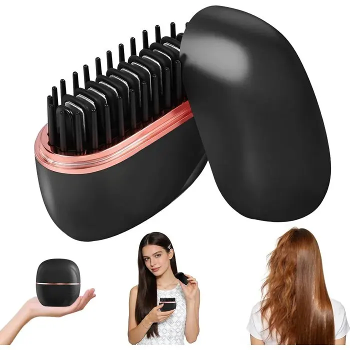 Brosse lissante sans fil - VETOBIOL - Mini format 85x90mm - 2 en 1 lisseur et boucleur — coloris Noire