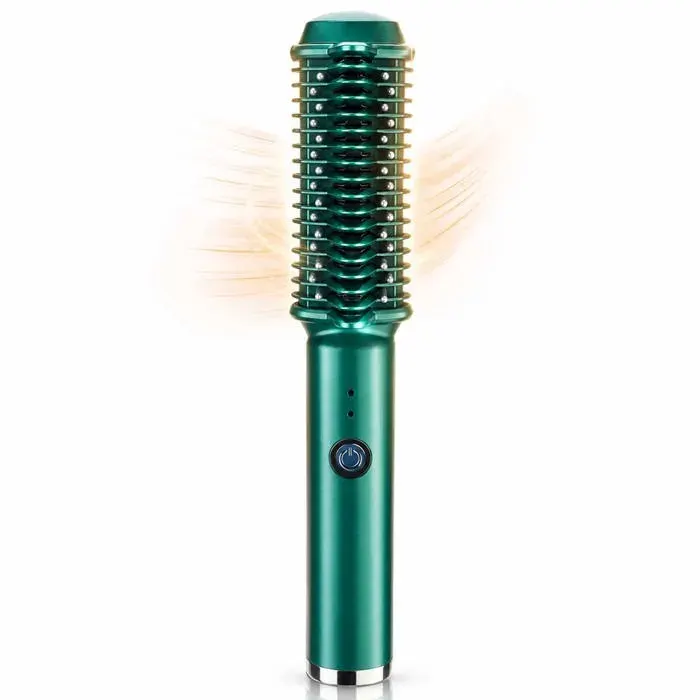 Brosse lissante - TepidBee - sans fil 2-en-1 fer à lisser avec peigne intégré plaque de serrage à chauffage rapide fer à boucler p