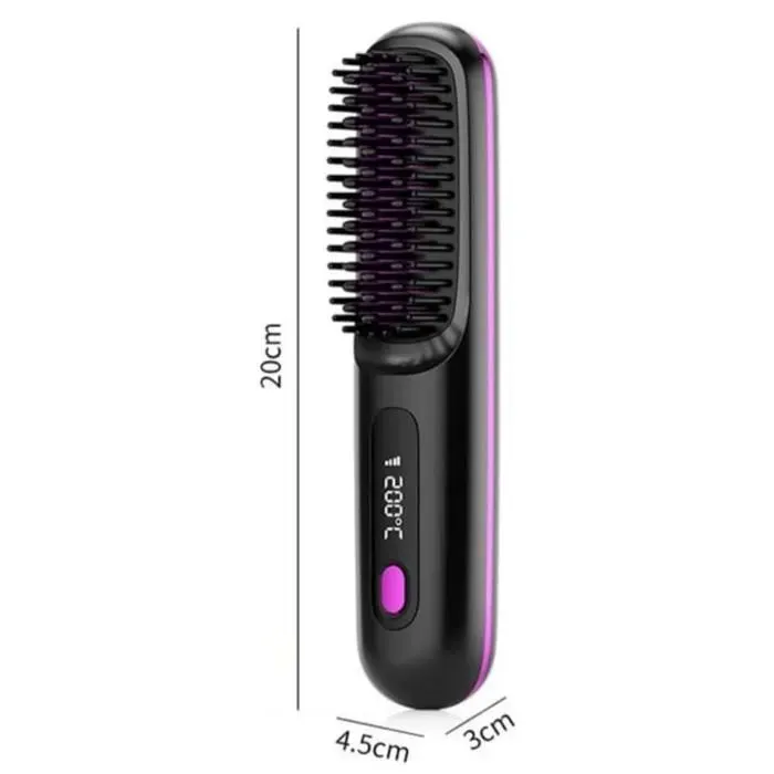 Brosse pour Cheveux Courts Brosse Lissante Rechargeable Portable Design Durable avec Affichage LCD Réglage de la en