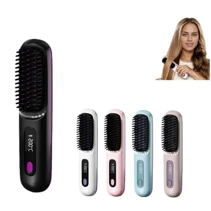 Brosse pour Cheveux Courts Brosse Lissante Rechargeable Portable Un Volume Coiffe en 2 Minutes (Noir) LISSEUR